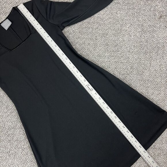 Rabbit Rabbit Designs Dress Womens Size 6 Black Long Sleeve Square Neck USA Made - Picture 6 of 8